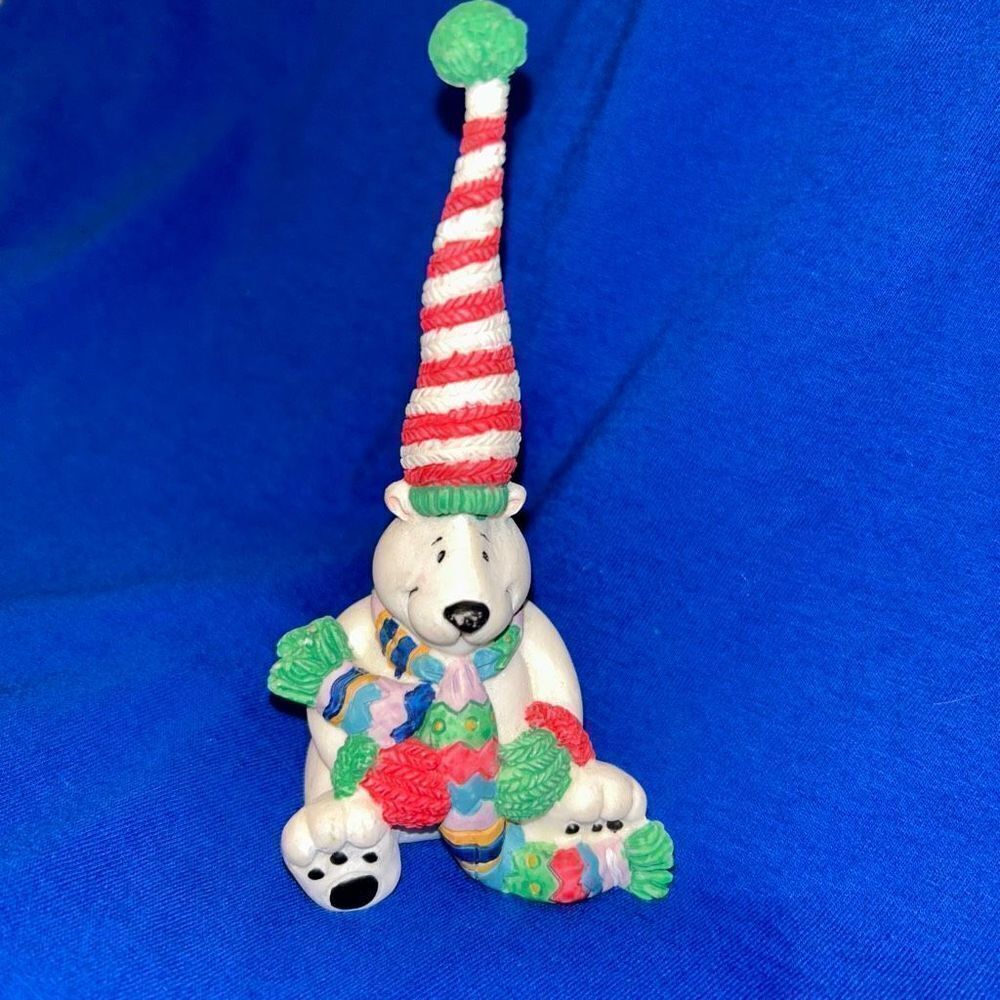 Vintage 1995 Roman Inc Winter Bear Tall Hat Figurine
